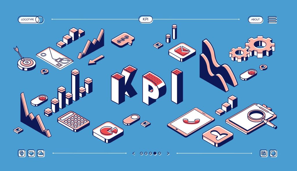 Key performance indicators isometric landing page